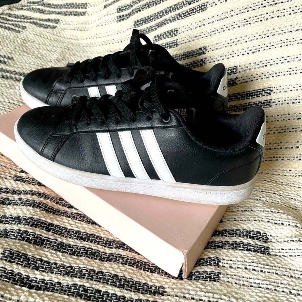 Black and white adidas sneakers